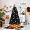 Black Artificial Halloween Christmas Tree with PVC Branch Tips and Cool White LED Lights